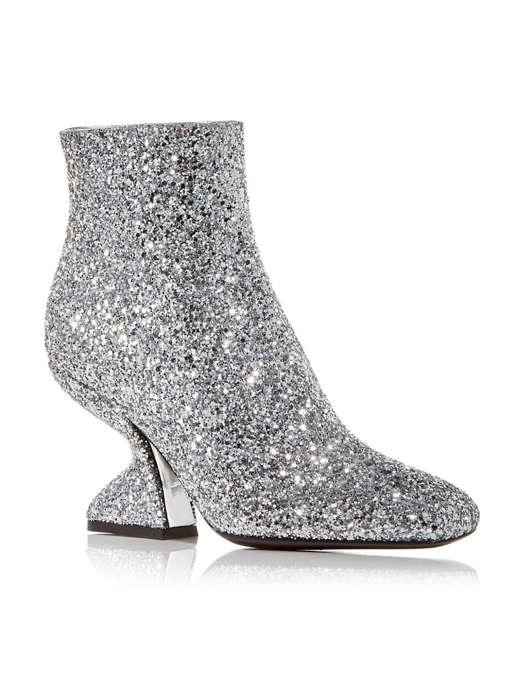 Salvatore Ferragamo Glitter Sculptural-Heel Zip Booties Size 10 New in Box $1295